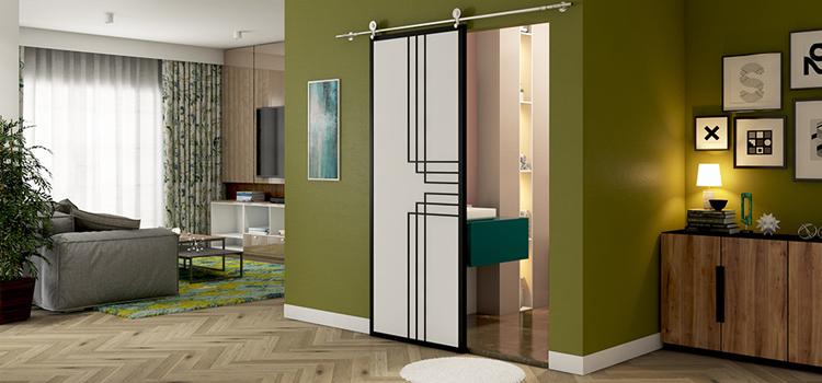 sliding bathroom door installation in San Mateo